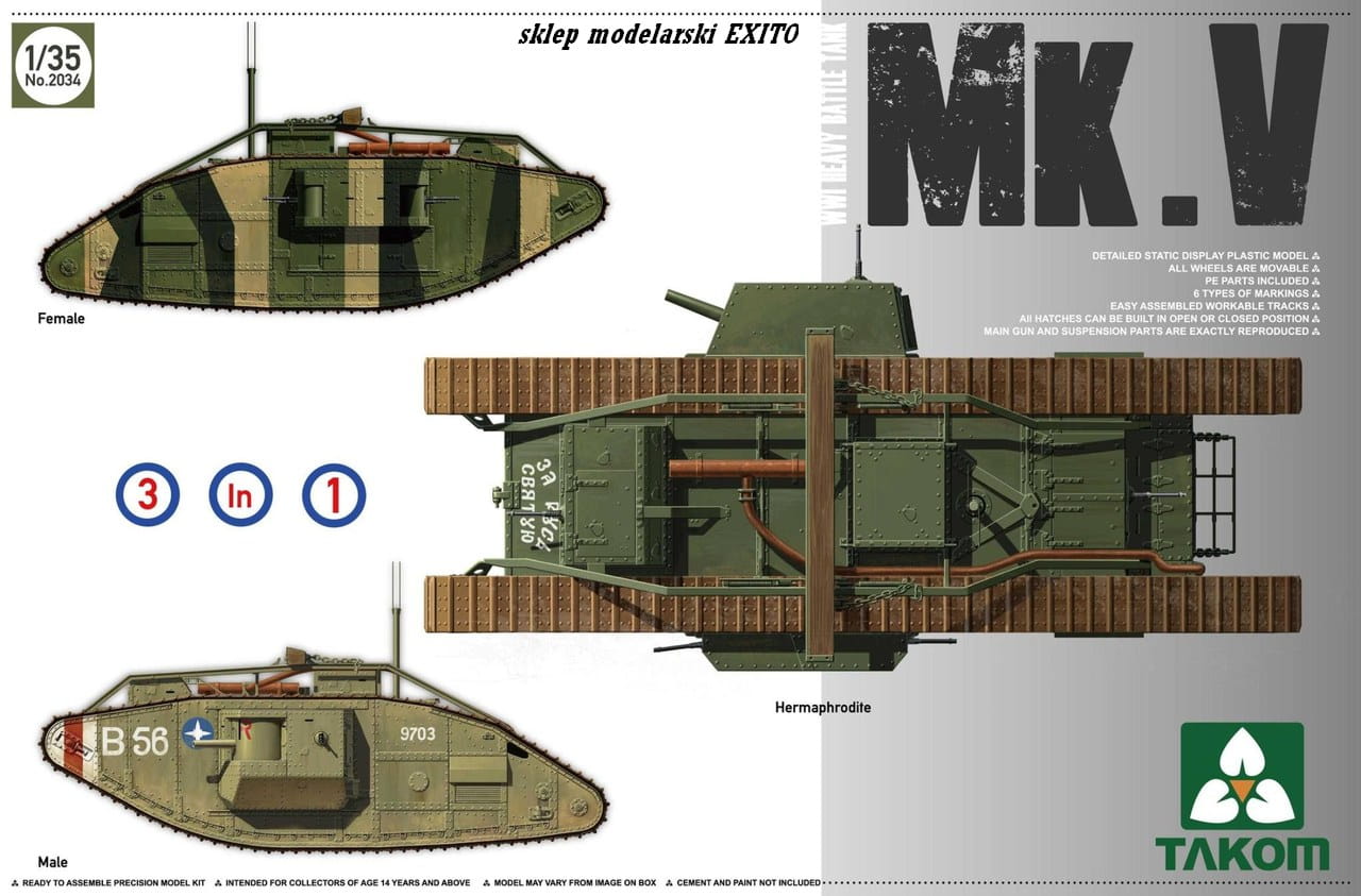 Mark V – WWI Heavy Battle Tank 3 in 1 -1/35